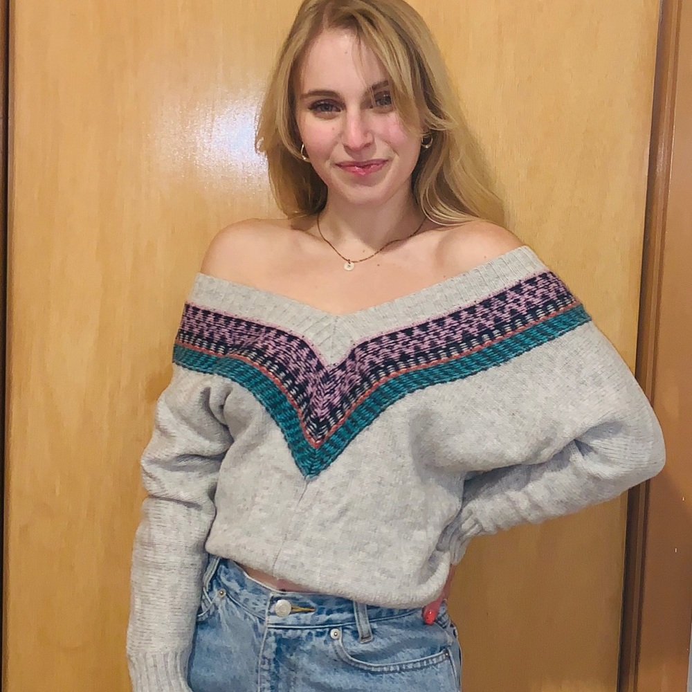 American Eagle Fair Isle Off the Shoulder Sweater